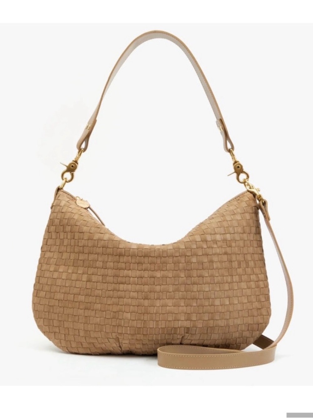 Clare V Clay Leather & Suede Woven Moyen Messenger